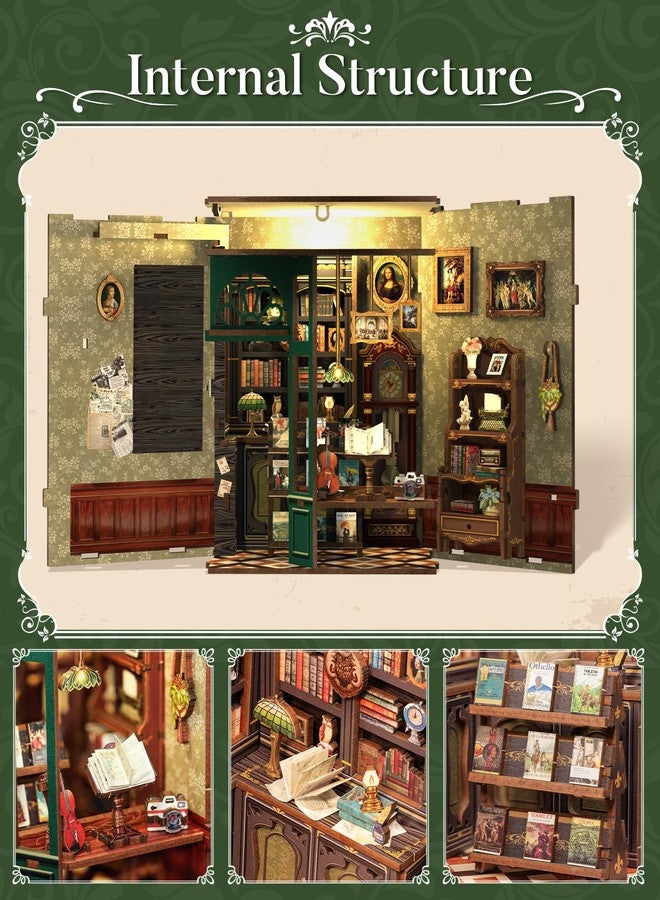 Cutefun Book Nook 3D Wooden Puzzles for Adults, 139 Pieces, DIY Miniature House Kit, Bookshelf Decoration, Nook Puzzle, Tiny House Gifts for Women, Teens and Book Lovers (OWL Bookstore) - Image 5